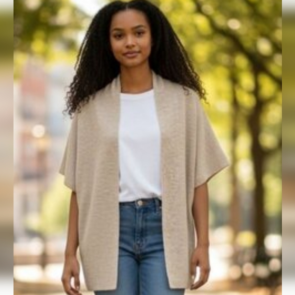 Leith Open Front Cardigan | Light Beige | XS